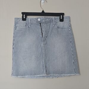 Just Black Striped Denim Mini Skirt in Blue and White